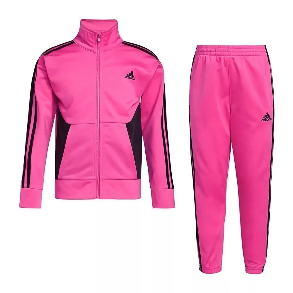 New! ADIDAS Girls 2-Piece Pink Track Suit Tricot Set Pants & Jacket Size 6X NWOT
